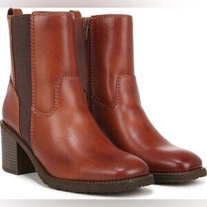 ZODIAC Claret Bootie Brown Leather Block Heel Zip Boots